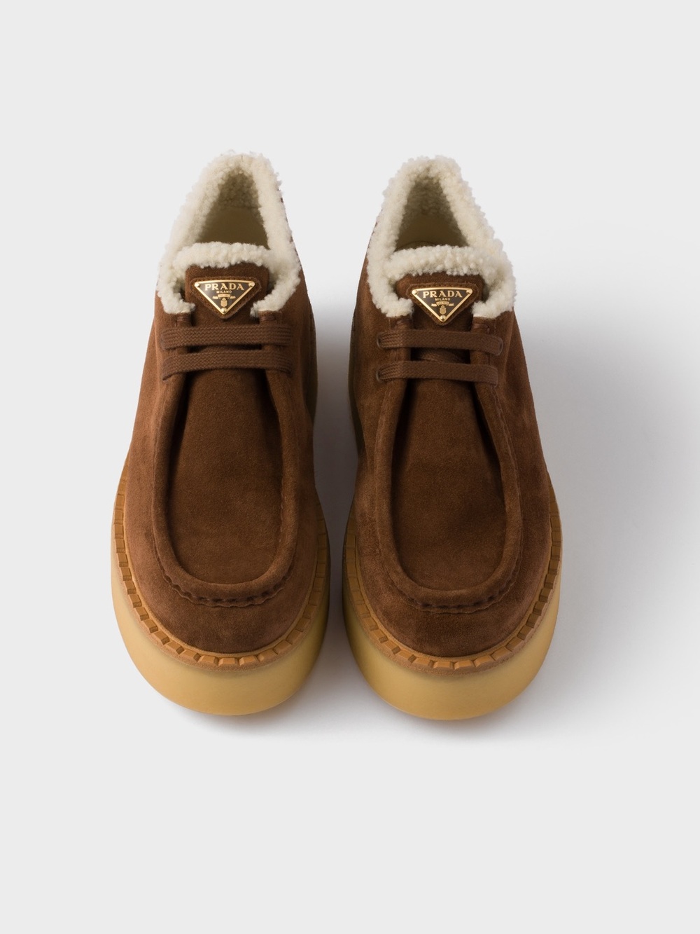 Prada Suede Shearling Chukka Boots Derby Bootie 37